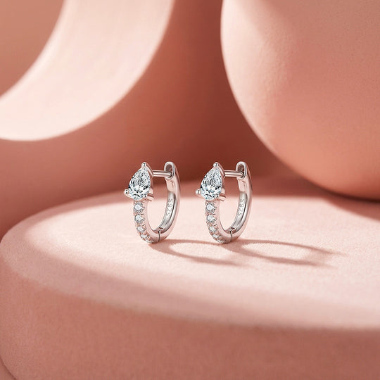 Pear Moissanite Hoop Earrings | 925 Sterling Silver | PRM8168