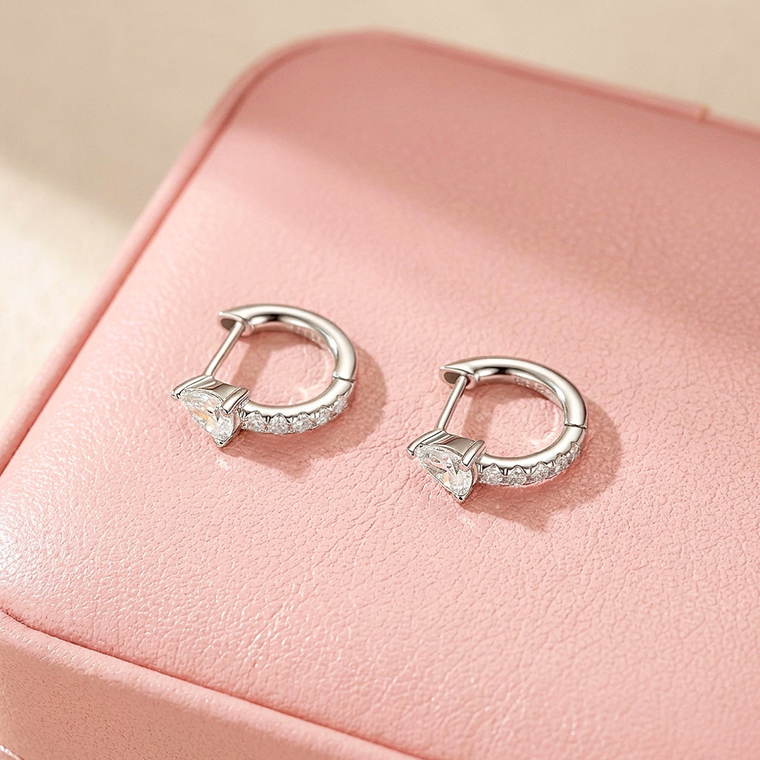 Pear Moissanite Hoop Earrings | 925 Sterling Silver | PRM8168