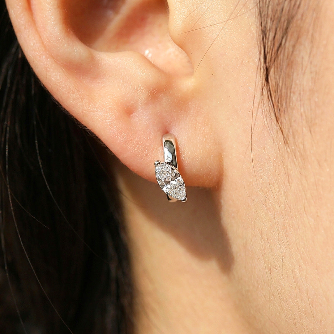 Marquise Moissanite Hoop Earrings | 925 Sterling Silver | PRM8169