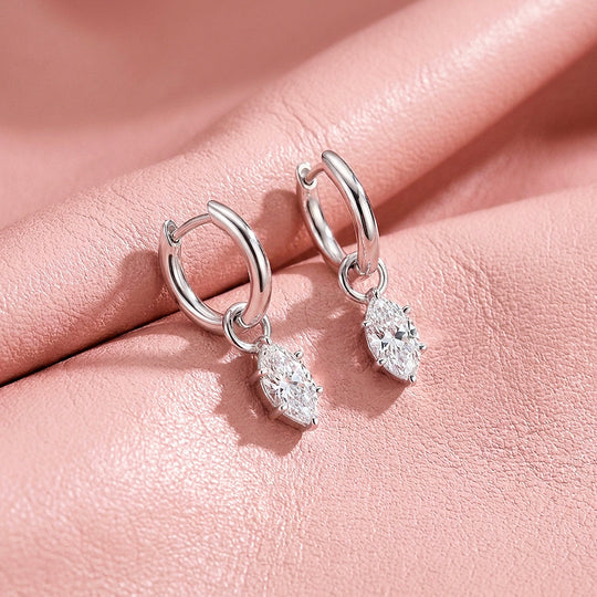 Marquise Solitaire Drop Moissanite Earrings | 925 Sterling Silver | PRM8175