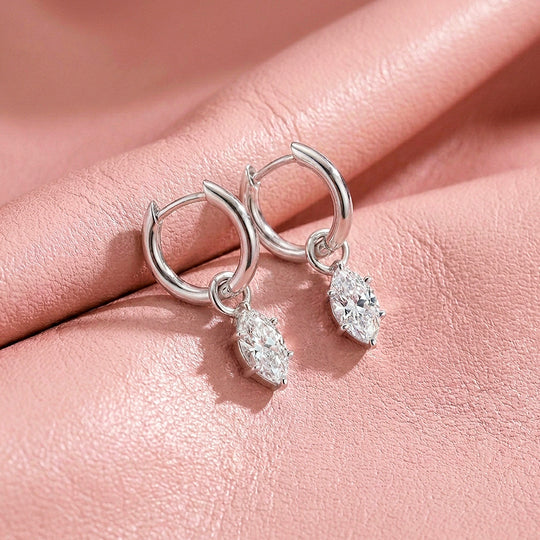 Marquise Solitaire Drop Moissanite Earrings | 925 Sterling Silver | PRM8175