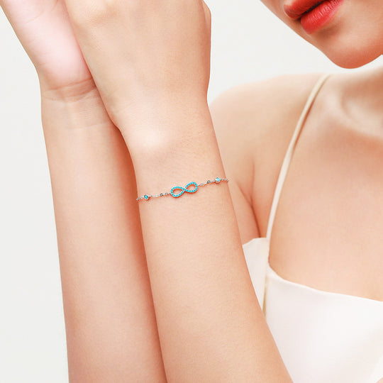 Turquoise Pavé Infinity Bracelet | Diamond Simulant | Prm9102 - Bracelets | Singapore Jewellery, Wedding Rings &amp; Gifts | Same Day Delivery | Tiara.com.sg