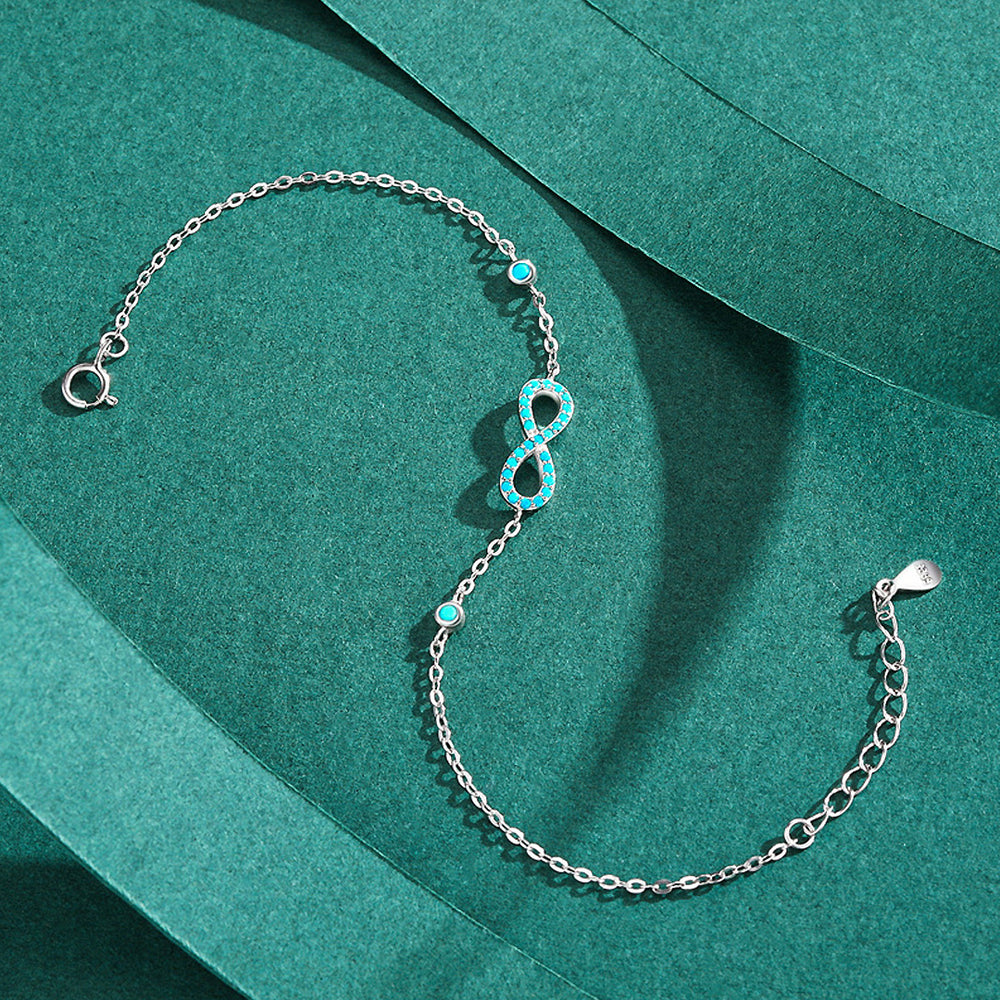 Turquoise Pavé Infinity Bracelet | Diamond Simulant | Prm9102 - Bracelets | Singapore Jewellery, Wedding Rings & Gifts | Same Day Delivery | Tiara.com.sg