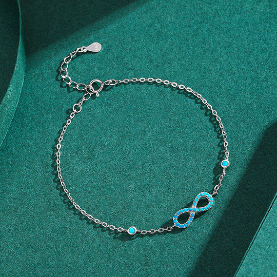 Turquoise Pavé Infinity Bracelet | Diamond Simulant | Prm9102 - Bracelets | Singapore Jewellery, Wedding Rings &amp; Gifts | Same Day Delivery | Tiara.com.sg