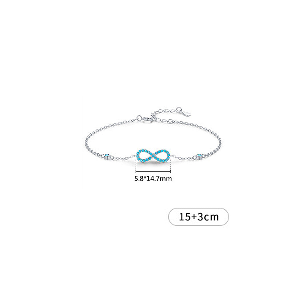 Turquoise Pavé Infinity Bracelet | Diamond Simulant | Prm9102 - Bracelets | Singapore Jewellery, Wedding Rings &amp; Gifts | Same Day Delivery | Tiara.com.sg