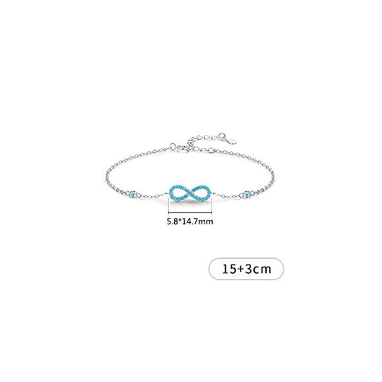Turquoise Pavé Infinity Bracelet | Diamond Simulant | Prm9102 - Bracelets | Singapore Jewellery, Wedding Rings &amp; Gifts | Same Day Delivery | Tiara.com.sg