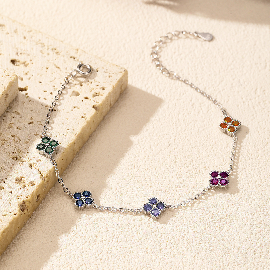 Multi-Color Clover Link Bracelet | Diamond Simulant | Prm9104 - Bracelets | Singapore Jewellery, Wedding Rings &amp; Gifts | Same Day Delivery | Tiara.com.sg