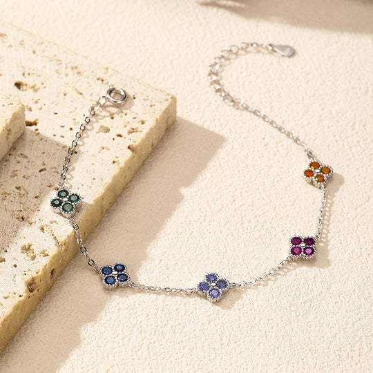 Multi-Color Clover Link Bracelet | Diamond Simulant | Prm9104 - Bracelets | Singapore Jewellery, Wedding Rings &amp; Gifts | Same Day Delivery | Tiara.com.sg