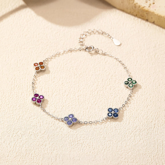 Multi-Color Clover Link Bracelet | Diamond Simulant | Prm9104 - Bracelets | Singapore Jewellery, Wedding Rings &amp; Gifts | Same Day Delivery | Tiara.com.sg