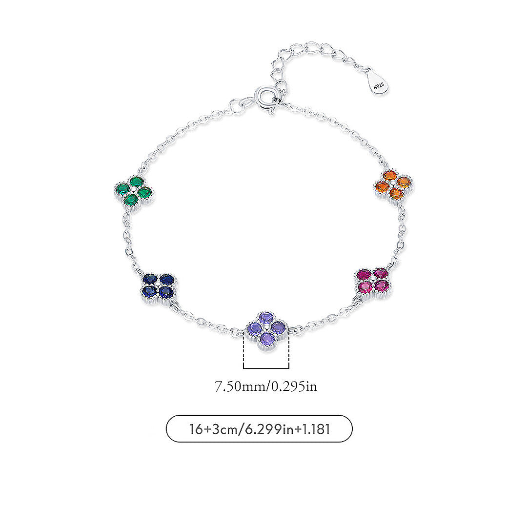 Multi-Color Clover Link Bracelet | Diamond Simulant | Prm9104 - Bracelets | Singapore Jewellery, Wedding Rings &amp; Gifts | Same Day Delivery | Tiara.com.sg