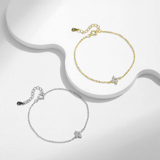 Four-Petal Flower Solitaire Bracelet | Diamond Simulant | Prm9105 - Bracelets | Singapore Jewellery, Wedding Rings &amp; Gifts | Same Day Delivery | Tiara.com.sg