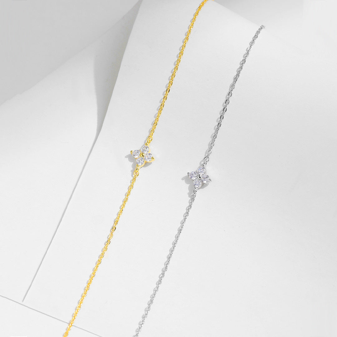 Four-Petal Flower Solitaire Bracelet | Diamond Simulant | Prm9105 - Bracelets | Singapore Jewellery, Wedding Rings &amp; Gifts | Same Day Delivery | Tiara.com.sg
