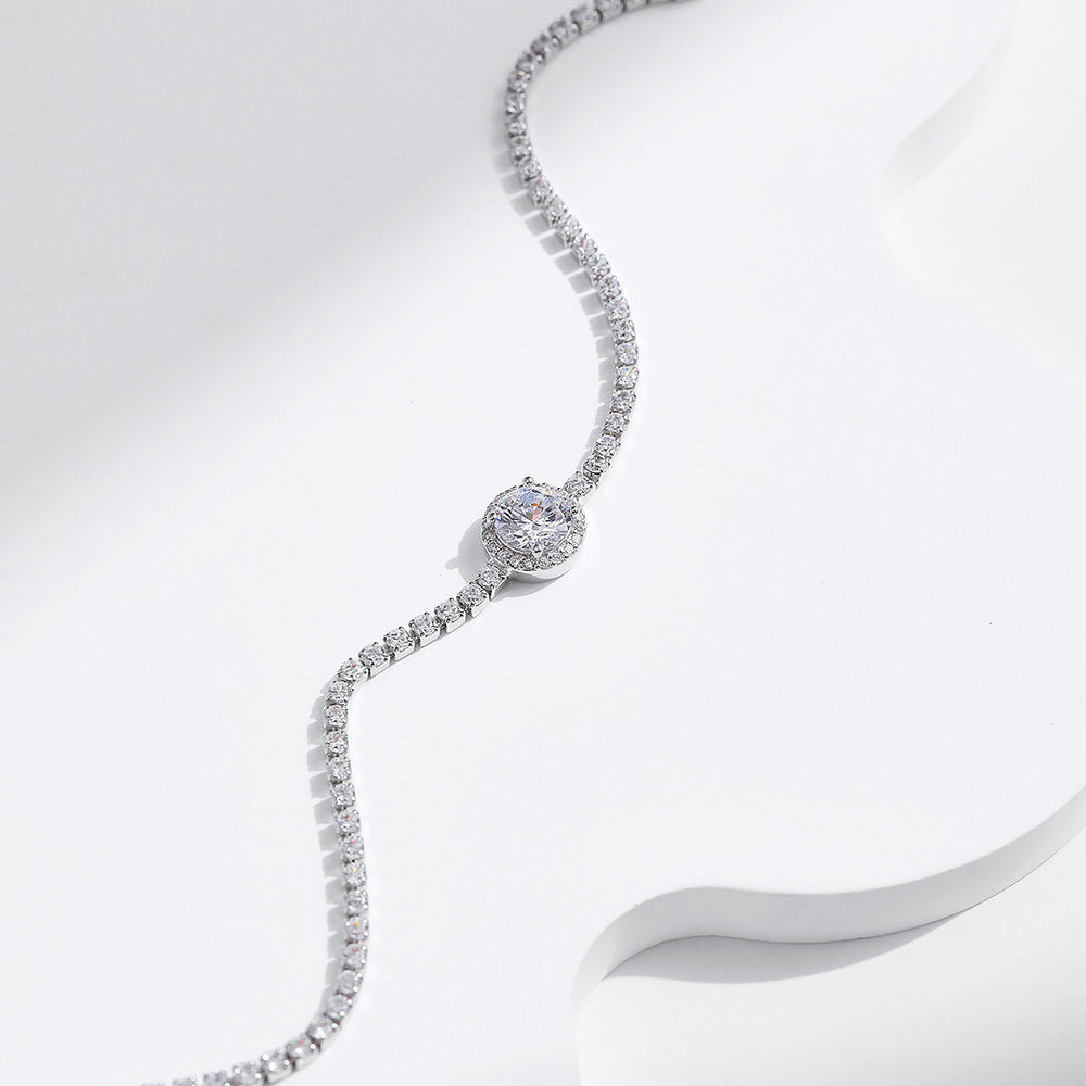 Halo Tennis Link Bracelet | Diamond Simulant | Prm9106 - Bracelets | Singapore Jewellery, Wedding Rings & Gifts | Same Day Delivery | Tiara.com.sg