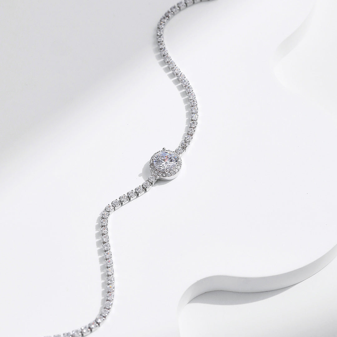 Halo Tennis Link Bracelet | Diamond Simulant | Prm9106 - Bracelets | Singapore Jewellery, Wedding Rings &amp; Gifts | Same Day Delivery | Tiara.com.sg