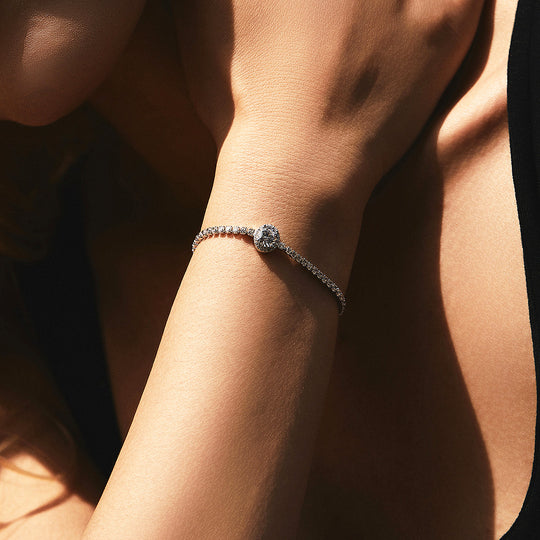 Halo Tennis Link Bracelet | Diamond Simulant | Prm9106 - Bracelets | Singapore Jewellery, Wedding Rings &amp; Gifts | Same Day Delivery | Tiara.com.sg
