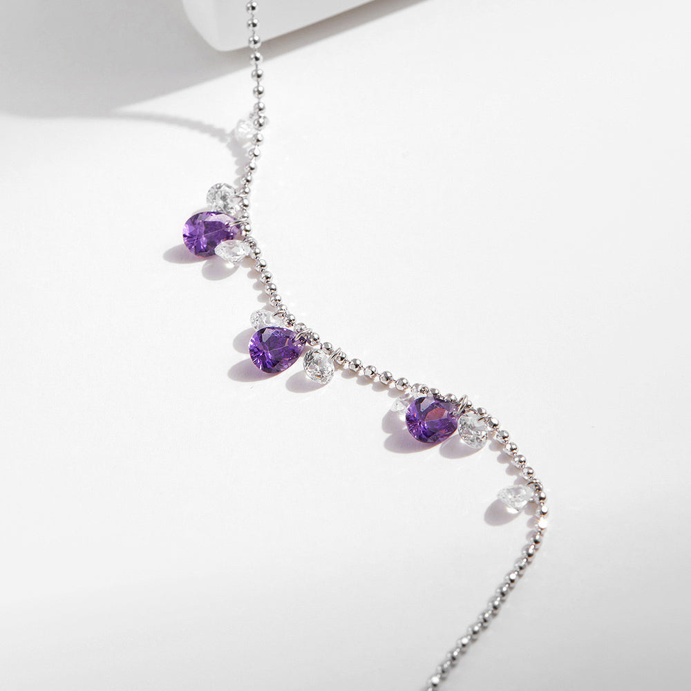 Purple Teardrop Link Bracelet | Diamond Simulant | Prm9108 - Bracelets | Singapore Jewellery, Wedding Rings & Gifts | Same Day Delivery | Tiara.com.sg