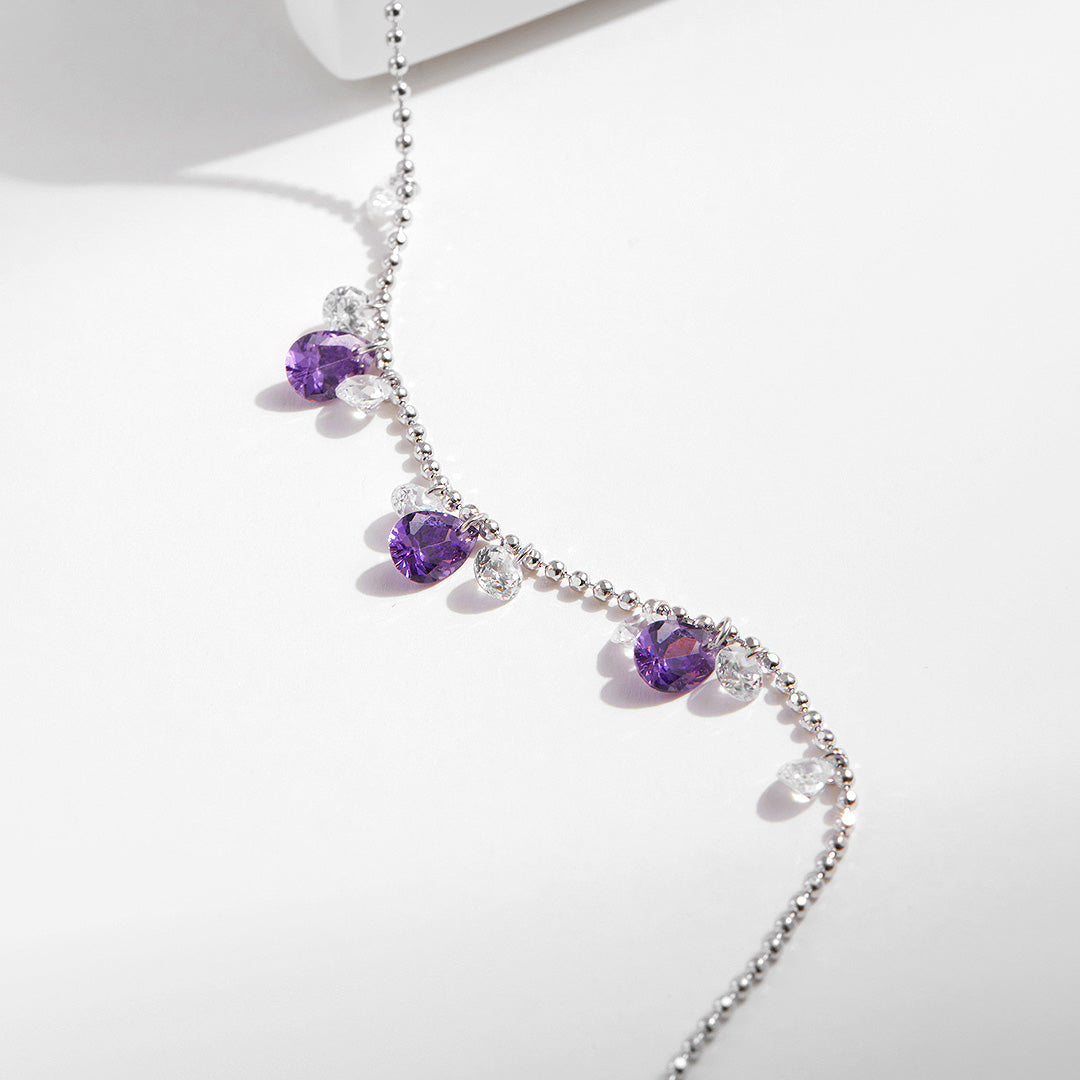 Purple Teardrop Link Bracelet | Diamond Simulant | Prm9108 - Bracelets | Singapore Jewellery, Wedding Rings &amp; Gifts | Same Day Delivery | Tiara.com.sg