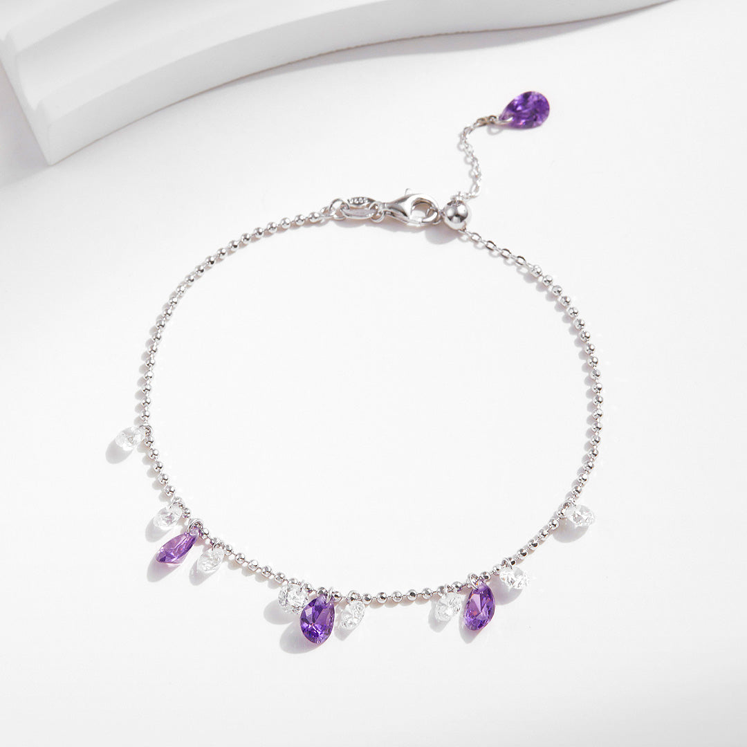 Purple Teardrop Link Bracelet | Diamond Simulant | Prm9108 - Bracelets | Singapore Jewellery, Wedding Rings &amp; Gifts | Same Day Delivery | Tiara.com.sg