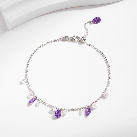 Purple Teardrop Link Bracelet | Diamond Simulant | Prm9108 - Bracelets | Singapore Jewellery, Wedding Rings &amp; Gifts | Same Day Delivery | Tiara.com.sg