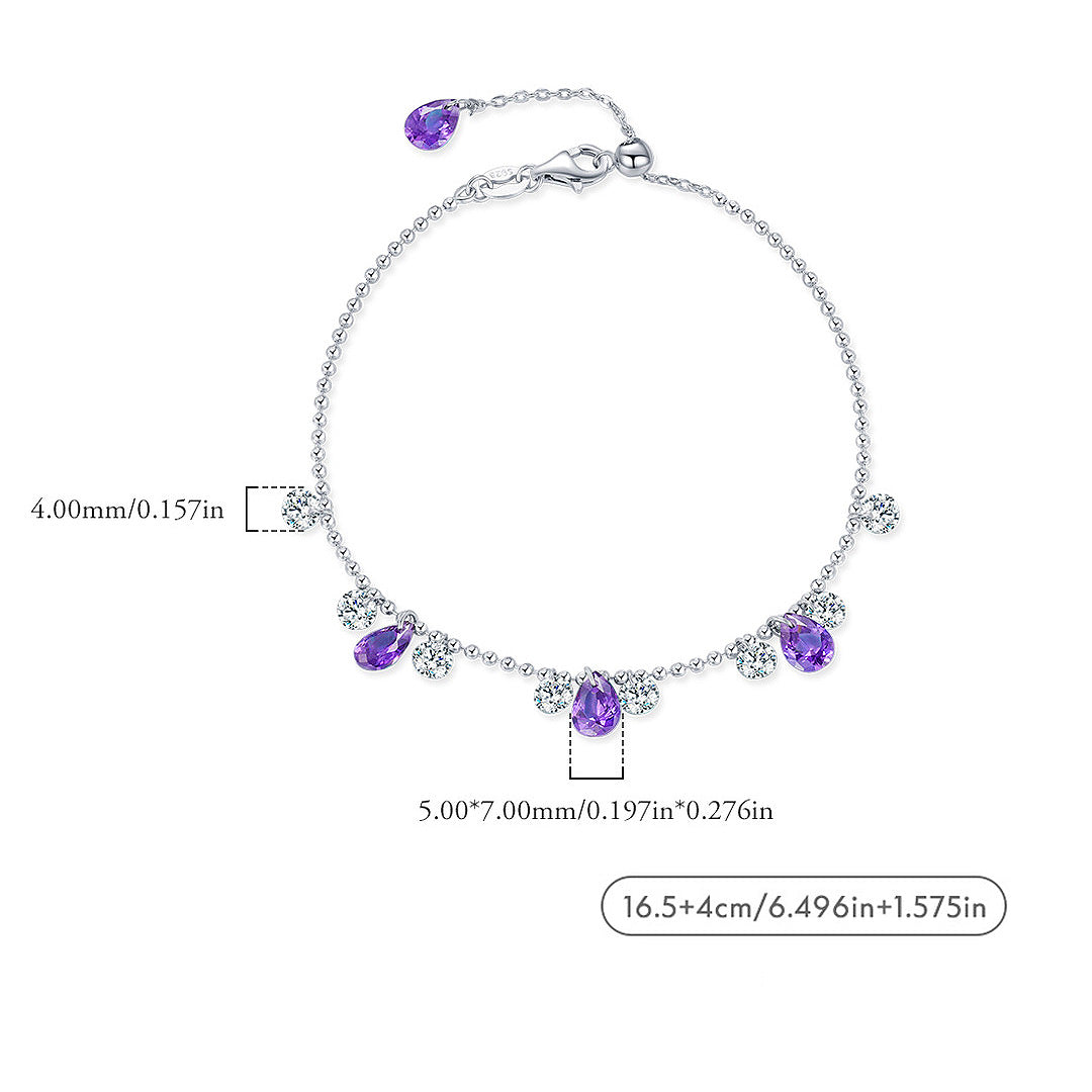 Purple Teardrop Link Bracelet | Diamond Simulant | Prm9108 - Bracelets | Singapore Jewellery, Wedding Rings &amp; Gifts | Same Day Delivery | Tiara.com.sg
