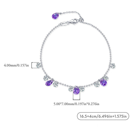 Purple Teardrop Link Bracelet | Diamond Simulant | Prm9108 - Bracelets | Singapore Jewellery, Wedding Rings &amp; Gifts | Same Day Delivery | Tiara.com.sg