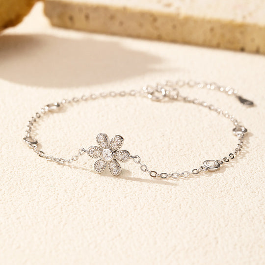 Floral Halo Link Bracelet | Diamond Simulant | Prm9111 - Bracelets | Singapore Jewellery, Wedding Rings &amp; Gifts | Same Day Delivery | Tiara.com.sg