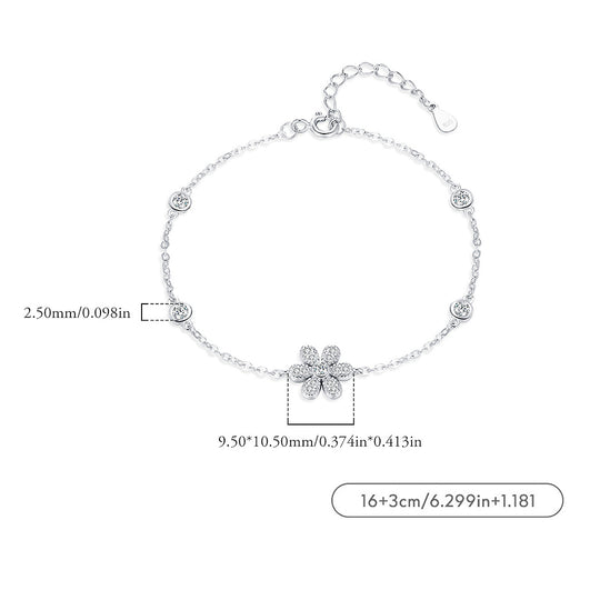Floral Halo Link Bracelet | Diamond Simulant | Prm9111 - Bracelets | Singapore Jewellery, Wedding Rings &amp; Gifts | Same Day Delivery | Tiara.com.sg