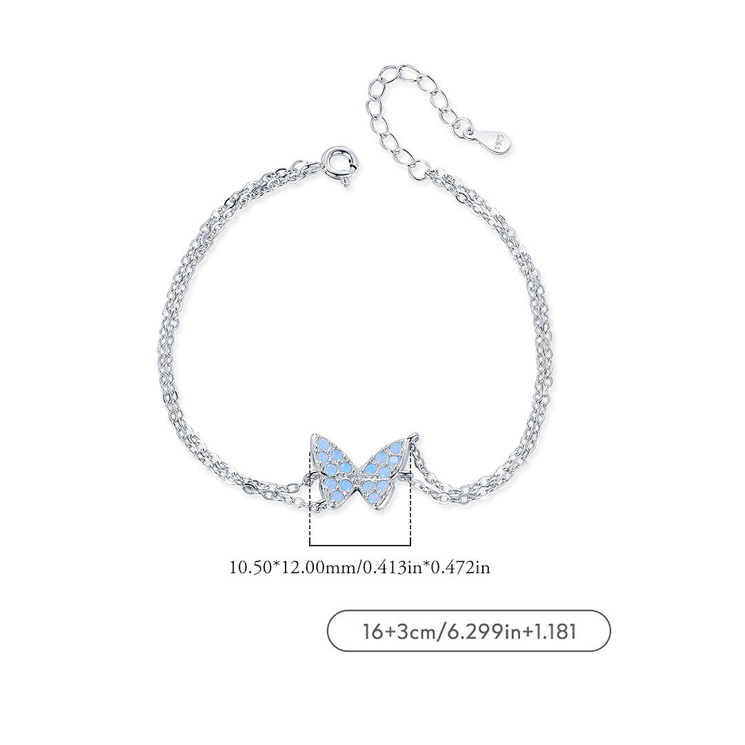 Blue Opal Butterfly Double-Strand Bracelet | Diamond Simulant | Prm9112 - Bracelets | Singapore Jewellery, Wedding Rings &amp; Gifts | Same Day Delivery | Tiara.com.sg