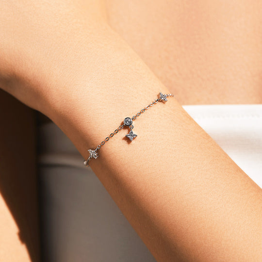 Floral Drop Charm Bracelet | Diamond Simulant | Prm9114 - Bracelets | Singapore Jewellery, Wedding Rings &amp; Gifts | Same Day Delivery | Tiara.com.sg