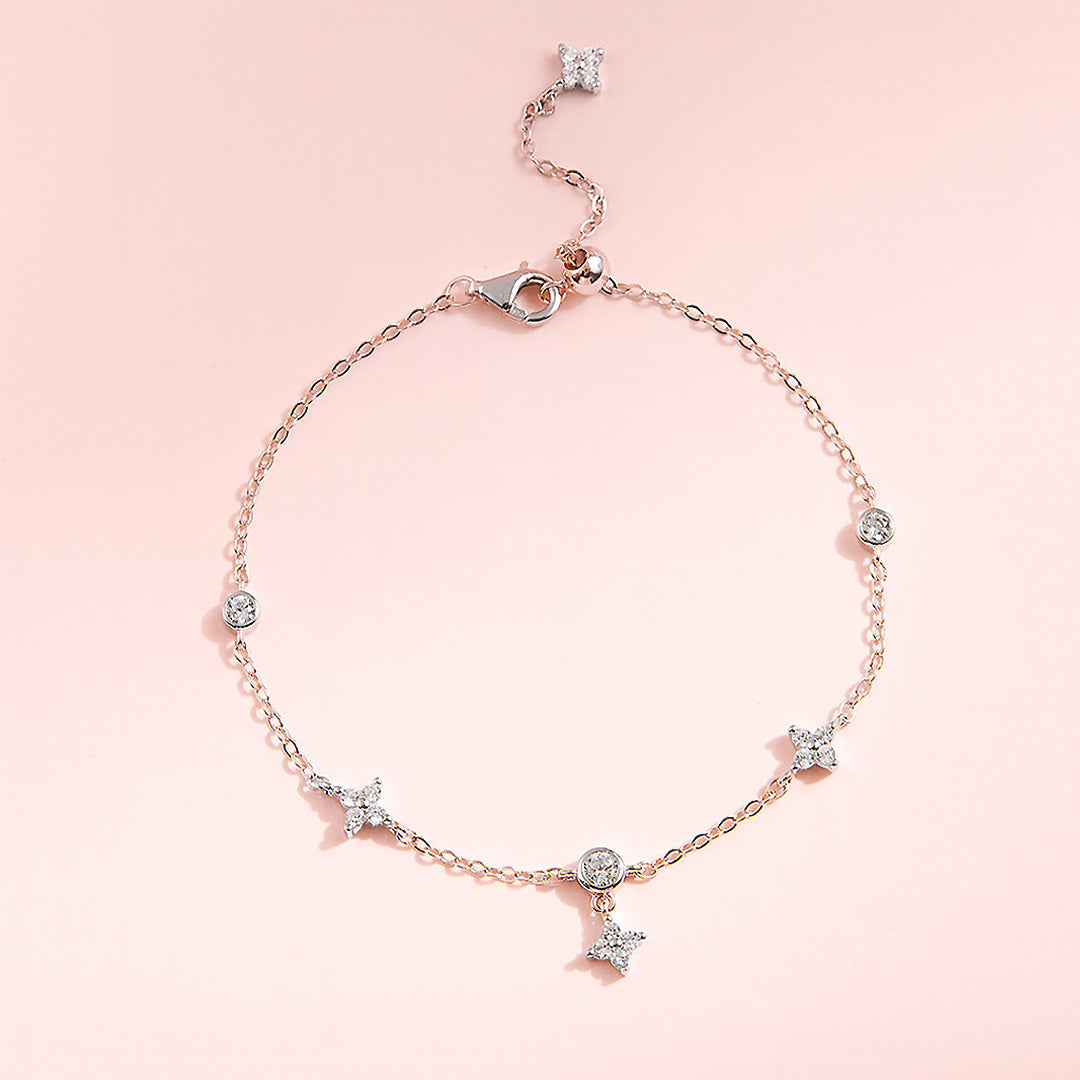 Floral Drop Charm Bracelet | Diamond Simulant | Prm9114 - Bracelets | Singapore Jewellery, Wedding Rings &amp; Gifts | Same Day Delivery | Tiara.com.sg