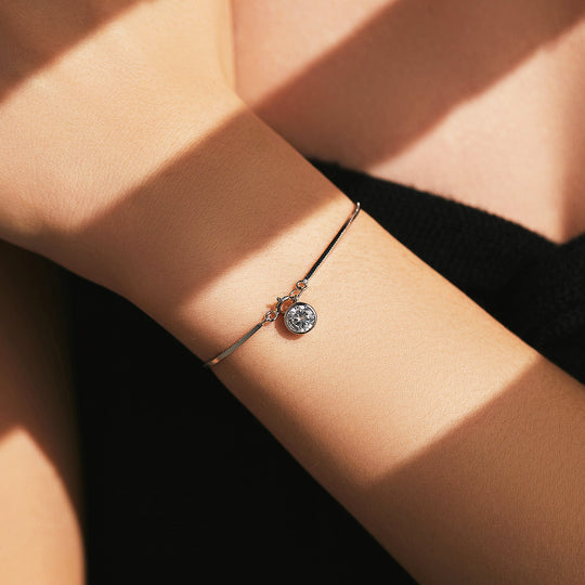 Bezel Snake Chain Solitaire Bracelet | Diamond Simulant | Prm9119 - Bracelets | Singapore Jewellery, Wedding Rings &amp; Gifts | Same Day Delivery | Tiara.com.sg