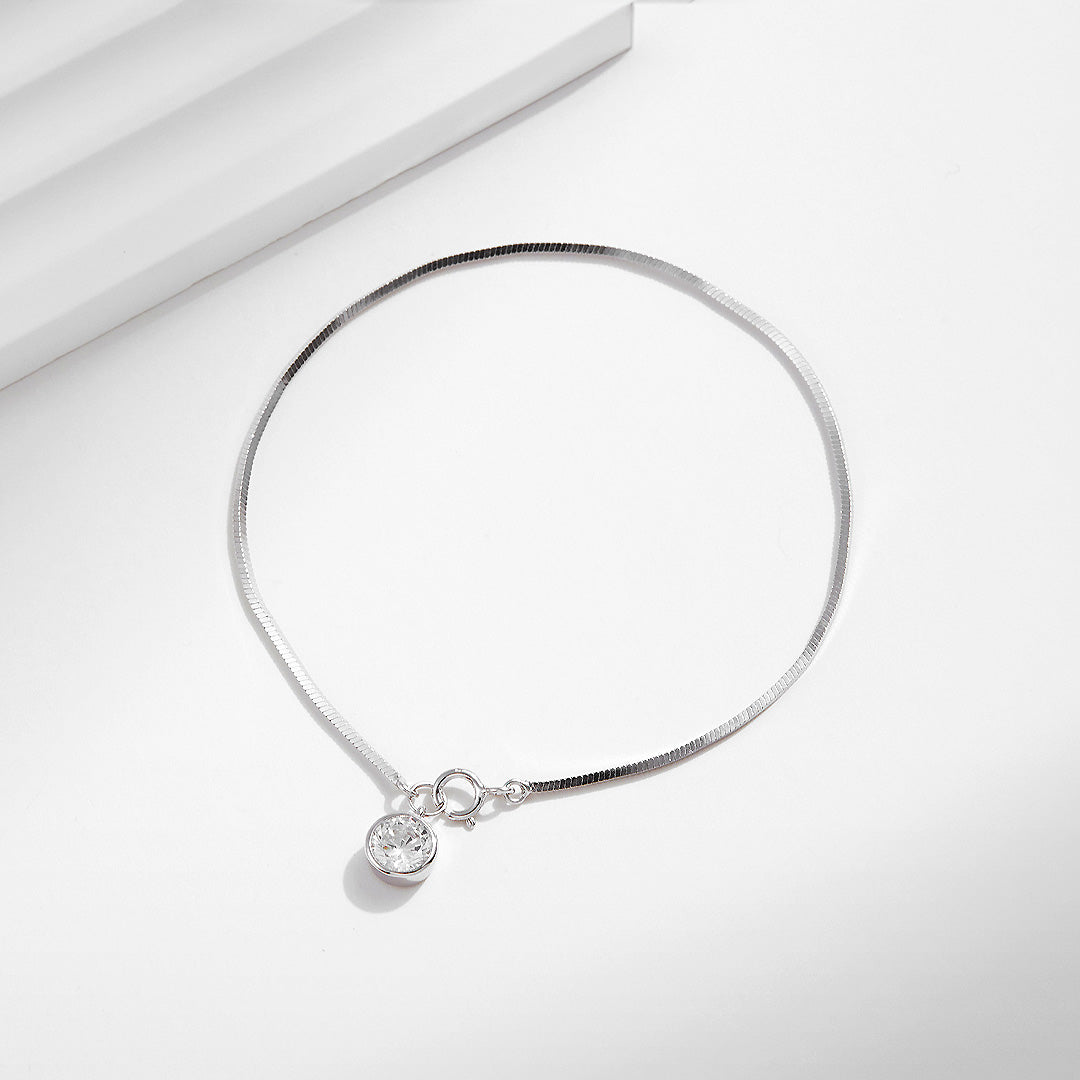 Bezel Snake Chain Solitaire Bracelet | Diamond Simulant | Prm9119 - Bracelets | Singapore Jewellery, Wedding Rings &amp; Gifts | Same Day Delivery | Tiara.com.sg