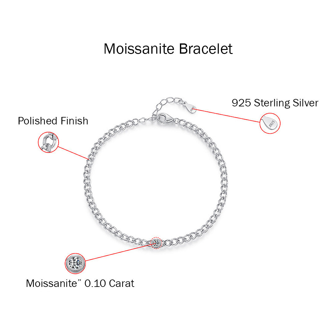 Bezel Solitaire Curb Link Bracelet | Moissanite | Prm9120 - Bracelets | Singapore Jewellery, Wedding Rings &amp; Gifts | Same Day Delivery | Tiara.com.sg