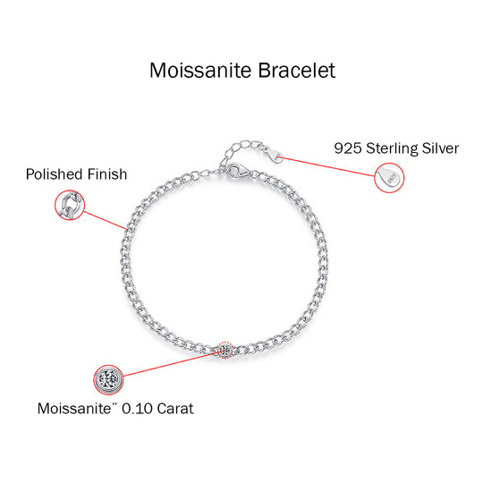 Bezel Solitaire Curb Link Bracelet | Moissanite | Prm9120 - Bracelets | Singapore Jewellery, Wedding Rings &amp; Gifts | Same Day Delivery | Tiara.com.sg