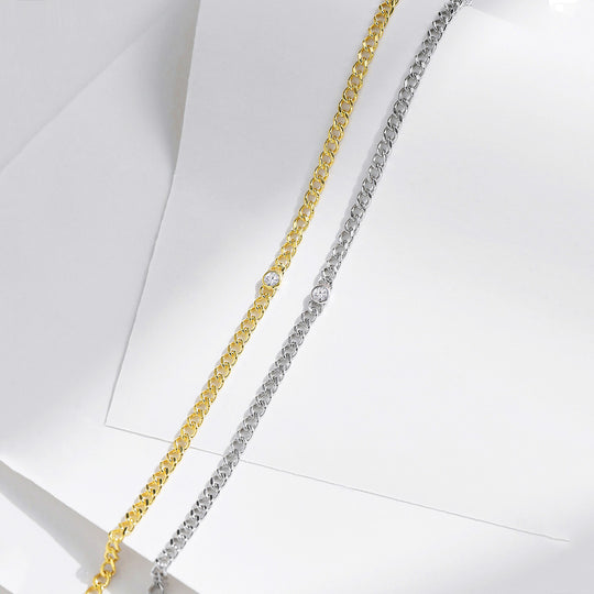 Bezel Solitaire Curb Link Bracelet | Moissanite | Prm9120 - Bracelets | Singapore Jewellery, Wedding Rings &amp; Gifts | Same Day Delivery | Tiara.com.sg