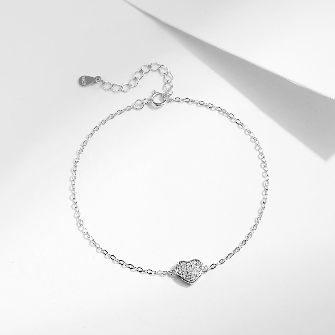 Pavé Heart Link Bracelet | Diamond Simulant | Prm9121 - Bracelets | Singapore Jewellery, Wedding Rings &amp; Gifts | Same Day Delivery | Tiara.com.sg