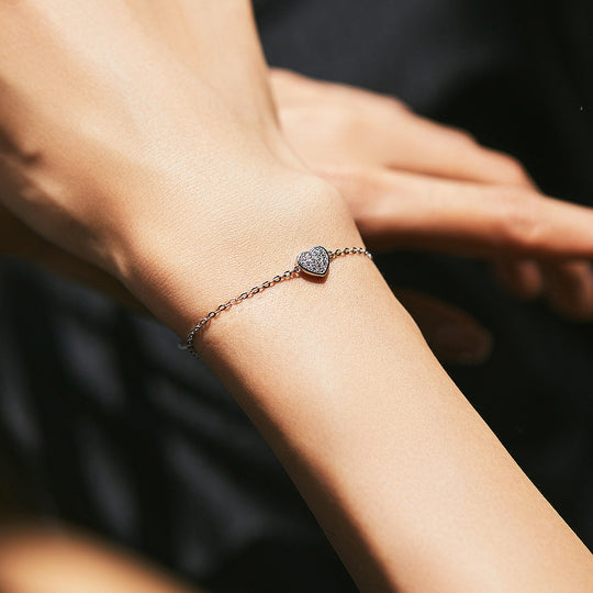 Pavé Heart Link Bracelet | Diamond Simulant | Prm9121 - Bracelets | Singapore Jewellery, Wedding Rings &amp; Gifts | Same Day Delivery | Tiara.com.sg