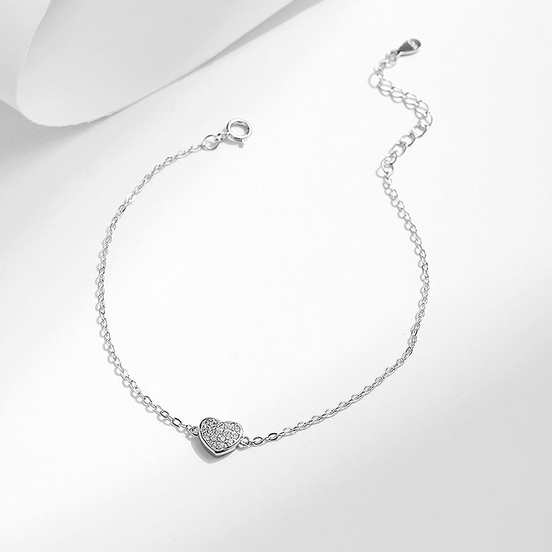 Pavé Heart Link Bracelet | Diamond Simulant | Prm9121 - Bracelets | Singapore Jewellery, Wedding Rings &amp; Gifts | Same Day Delivery | Tiara.com.sg