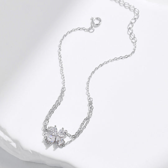 Clover Double-Strand Bracelet | Diamond Simulant | Prm9122 - Bracelets | Singapore Jewellery, Wedding Rings &amp; Gifts | Same Day Delivery | Tiara.com.sg