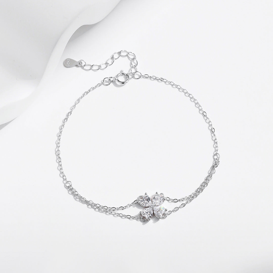 Clover Double-Strand Bracelet | Diamond Simulant | Prm9122 - Bracelets | Singapore Jewellery, Wedding Rings &amp; Gifts | Same Day Delivery | Tiara.com.sg