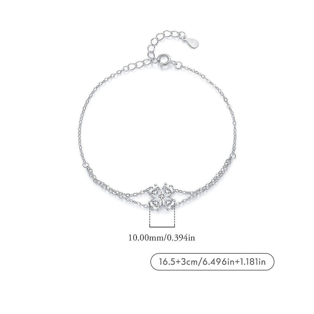 Clover Double-Strand Bracelet | Diamond Simulant | Prm9122 - Bracelets | Singapore Jewellery, Wedding Rings &amp; Gifts | Same Day Delivery | Tiara.com.sg