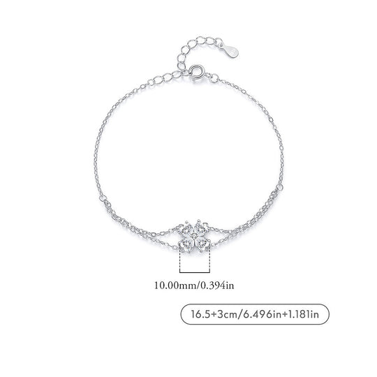Clover Double-Strand Bracelet | Diamond Simulant | Prm9122 - Bracelets | Singapore Jewellery, Wedding Rings &amp; Gifts | Same Day Delivery | Tiara.com.sg