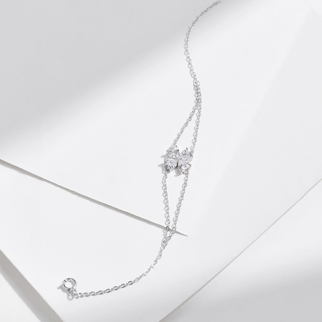 Clover Double-Strand Bracelet | Diamond Simulant | Prm9122 - Bracelets | Singapore Jewellery, Wedding Rings &amp; Gifts | Same Day Delivery | Tiara.com.sg