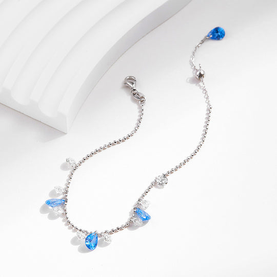 Turquoise Heart Solitaire Bracelet | Diamond Simulant | Prm9128 - Bracelets | Singapore Jewellery, Wedding Rings &amp; Gifts | Same Day Delivery | Tiara.com.sg