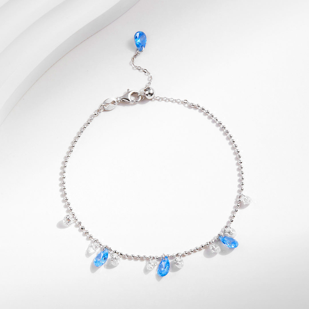 Turquoise Heart Solitaire Bracelet | Diamond Simulant | Prm9128 - Bracelets | Singapore Jewellery, Wedding Rings &amp; Gifts | Same Day Delivery | Tiara.com.sg