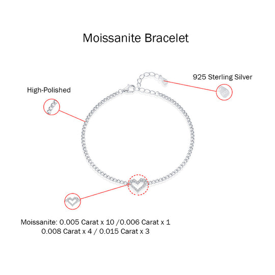 Open Heart Curb Chain Bracelet | Moissanite | Prm9124 - Bracelets | Singapore Jewellery, Wedding Rings &amp; Gifts | Same Day Delivery | Tiara.com.sg