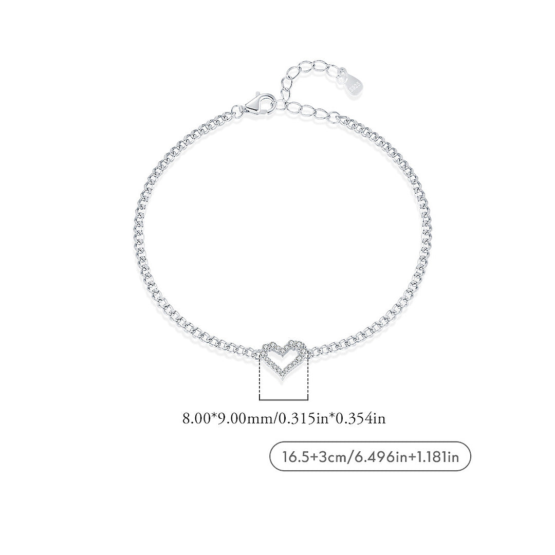 Open Heart Curb Chain Bracelet | Moissanite | Prm9124 - Bracelets | Singapore Jewellery, Wedding Rings &amp; Gifts | Same Day Delivery | Tiara.com.sg