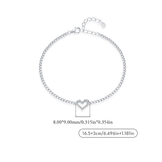 Open Heart Curb Chain Bracelet | Moissanite | Prm9124 - Bracelets | Singapore Jewellery, Wedding Rings &amp; Gifts | Same Day Delivery | Tiara.com.sg