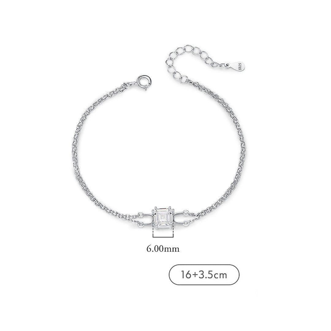 Princess Cut Double-Strand Bracelet | Diamond Simulant | Prm9125 - Bracelets | Singapore Jewellery, Wedding Rings &amp; Gifts | Same Day Delivery | Tiara.com.sg