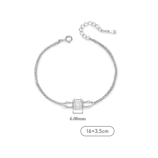 Princess Cut Double-Strand Bracelet | Diamond Simulant | Prm9125 - Bracelets | Singapore Jewellery, Wedding Rings &amp; Gifts | Same Day Delivery | Tiara.com.sg